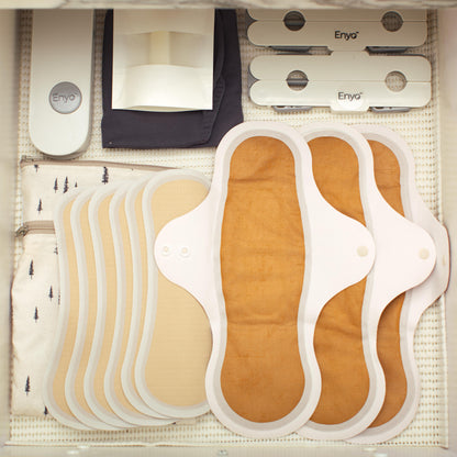 What does the Complete Kit include? It features Enyo reusable period care products with ultra-thin, lightweight, antibacterial pads and liners designed for leakproof comfort.